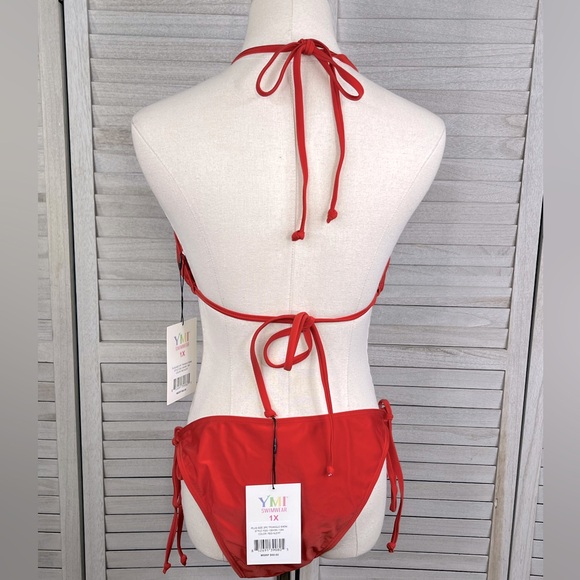 YMI SWIMWEAR Triangle Bikini Set NWT Red Alert-1X - Picture 2 of 3